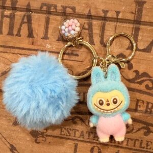 Blue and Pink Plush Keychain Toy